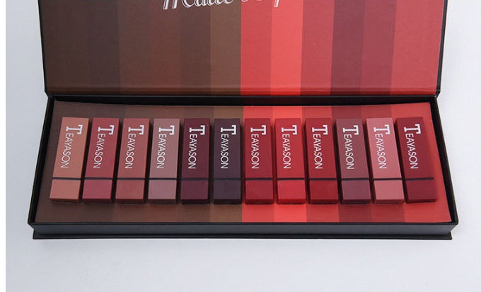 New set of 12-color square tube lipstick matte lipstick New set of 12-color square tube lipstick matte lipstick
